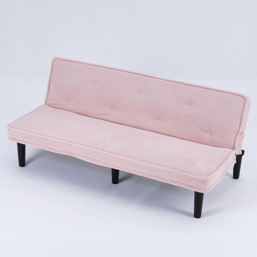 Versatile Corduroy Sofa Bed With Solid Wood Frame
