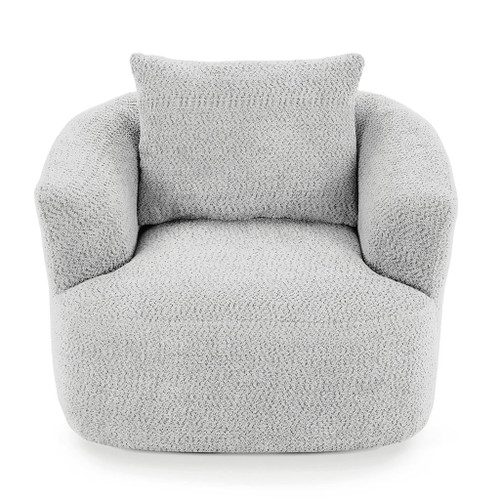 360° Swivel Barrel Sofa Chair With Throw Pillow, Upholstered Accent Chair