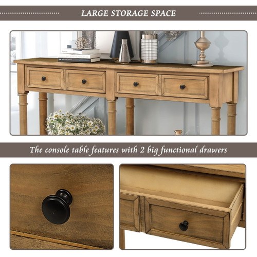 Hearth & Haven Daniel - Console Table With 2 Storage Drawers And Bottom Shelf