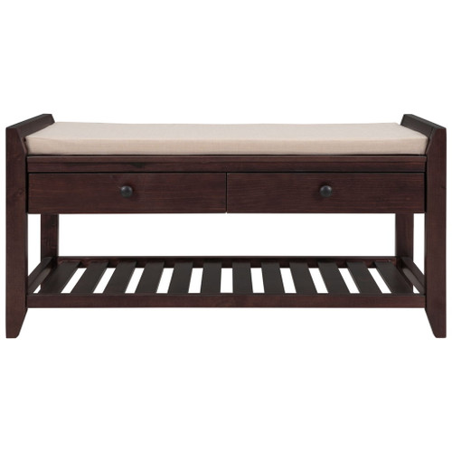 Multipurpose Entryway Shoe Rack With Cushioned Seat And Drawers