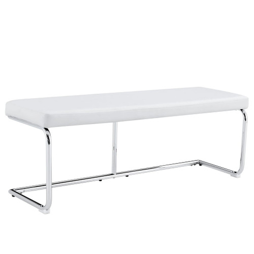 Modern White Shoe Changing Stool With Silver Metal Legs For Various Rooms