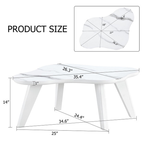 Modern Minimalist White Imitation Marble Table Top With Solid Wood Legs, Cloud Shape Computer Desk And Game Table