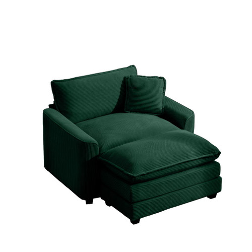 Classic Modern Comfortable Single Chair Deep Seat Sofa With Footstool