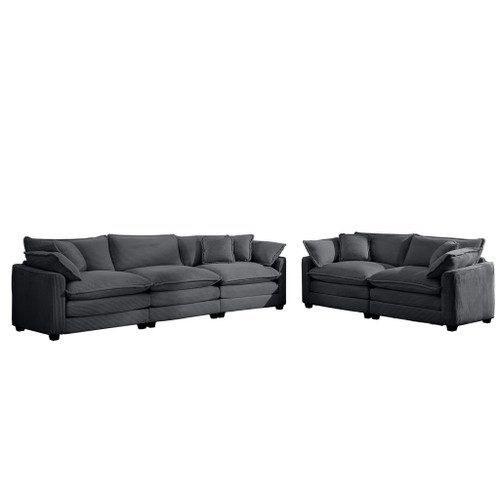 Elegant Corduroy Oversized Sectional Sofa Set With Deep Seats And Flexible Layout