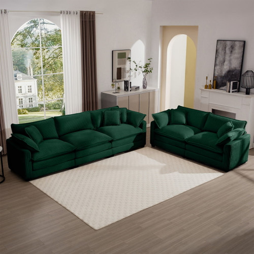 Elegant Corduroy Oversized Sectional Sofa Set With Deep Seats And Flexible Layout