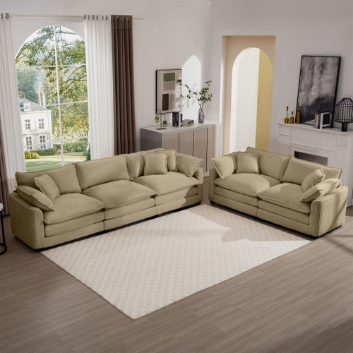 Elegant Corduroy Oversized Sectional Sofa Set With Deep Seats And Flexible Layout