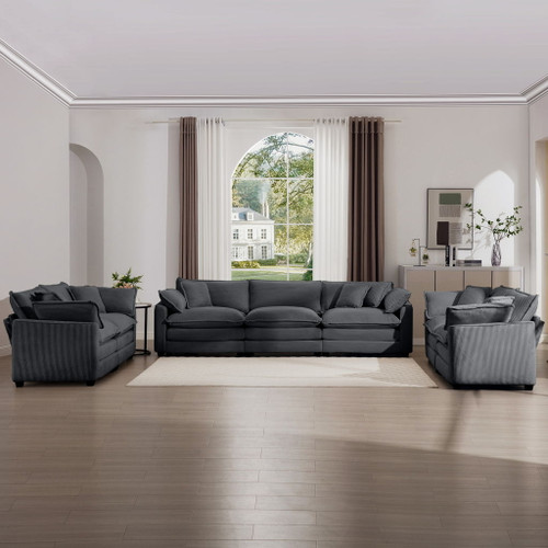 Elegant Corduroy Oversized Sectional Sofa Set With Deep Seats And Flexible Layout