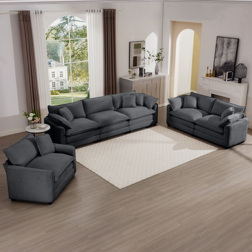Elegant Corduroy Oversized Sectional Sofa Set With Deep Seats And Flexible Layout
