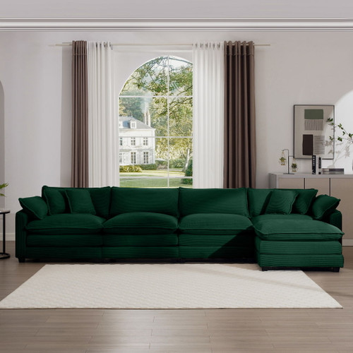 Modern Oversized Modular Cushion Sofa With Ottoman, Low Back, Deep Seating Sofa Set