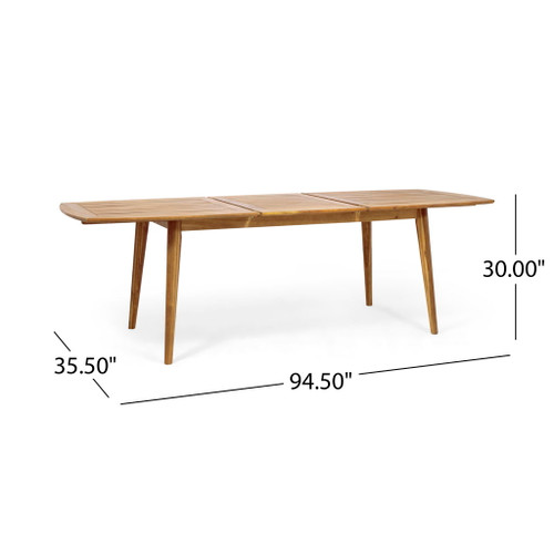 Modern Outdoor Dining Set With Expandable Acacia Wood Table