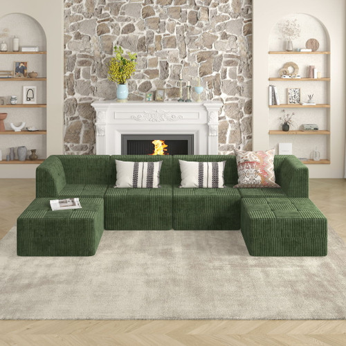 Modern Minimalist Corduroy Corner Sofa Sleeper