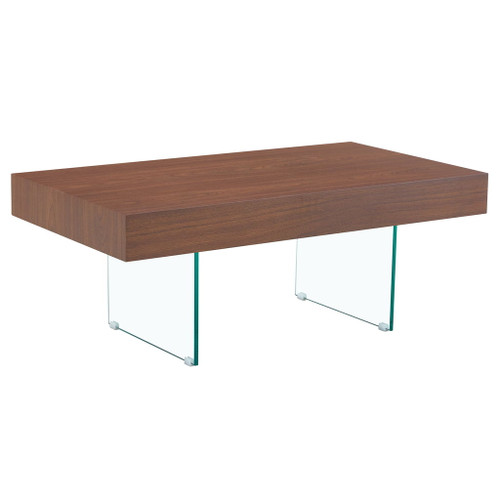 Natural Style Coffee Table With Glass Legs - Wood Grain Texture