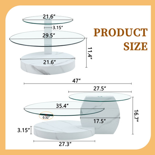 Contemporary Artistic Double Layer Coffee Table