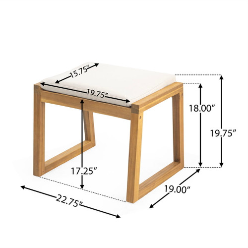 Outdoor Dining Bench Patio Bench Frame Cushion - Teak / Beige