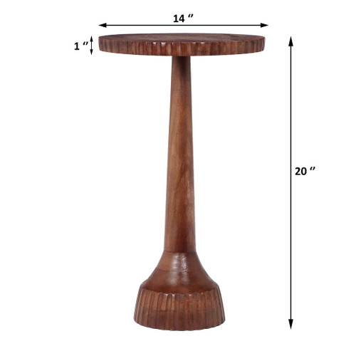 Modern Mango Wood Round End Table With Pedestal Base - Honey