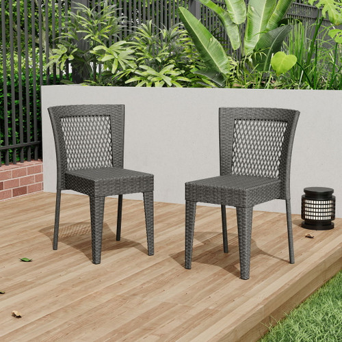 Farley - Stacking Sidechair (Set of 2) With Open Backrests - Gray