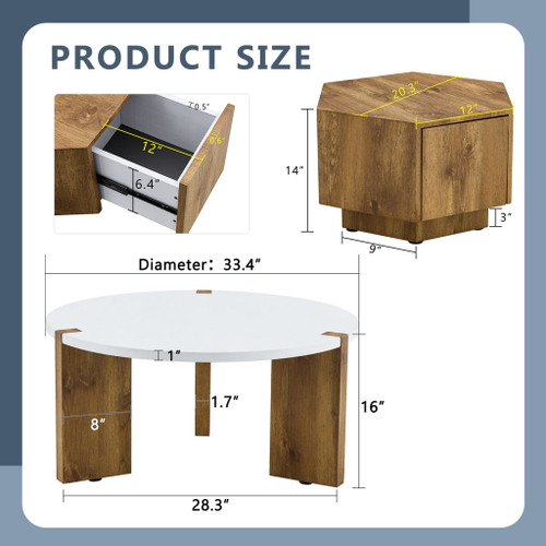 Fashionable Versatile Coffee Table Set - White / Wood