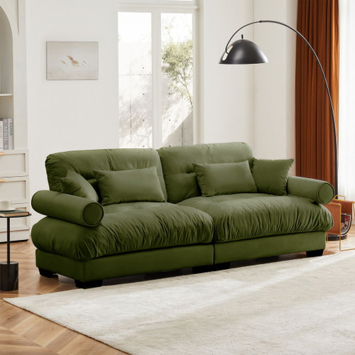 Modern Oversize Sofa With Cloud Like Comfort, Featuring Waist And Throw Pillows