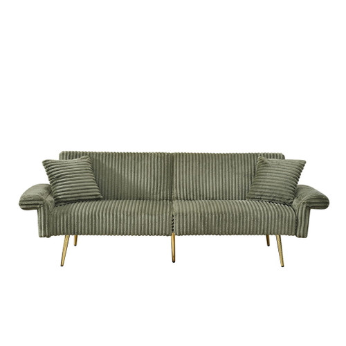 Luxury Corduroy Foldable Double Sofa Bed With Folding Armrests