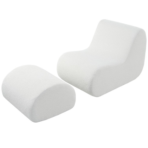 Curved Lounge Chair With Ottoman And High Resilience Foam