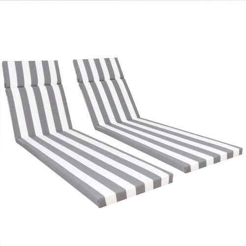 2 Piece Indoor / Outdoor Chaise Lounge Chair Cushion Set With Ties