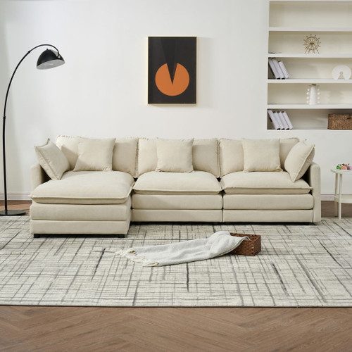 Modular Ottoman Style Deep Seat Sofa With Cushions