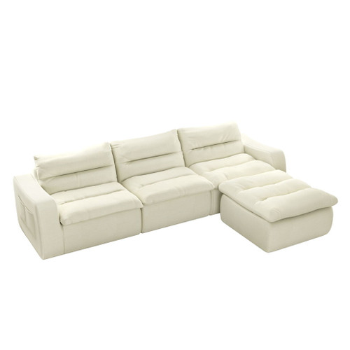 Modern L Shaped Modular Beanbag Sofa, Comfortable Lazy Style, Compression Sponge And Cloth
