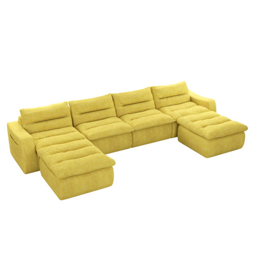 Modern L Shaped Modular Beanbag Sofa, Comfortable Lazy Style, Compression Sponge And Cloth