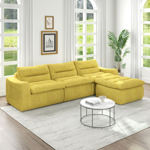 Modern L Shaped Modular Beanbag Sofa, Comfortable Lazy Style, Compression Sponge And Cloth