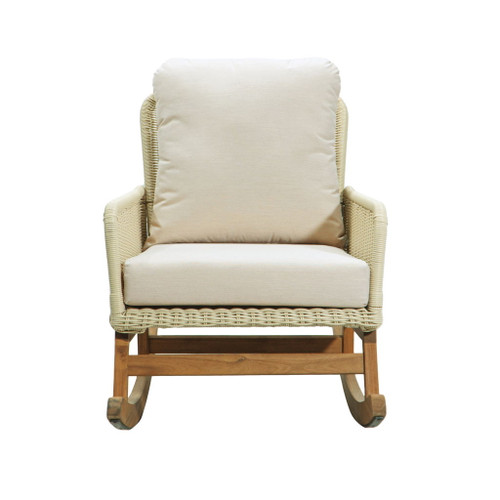 Contemporary Minimalist Wicker Rocking Chair With Soft Polyester Cushions