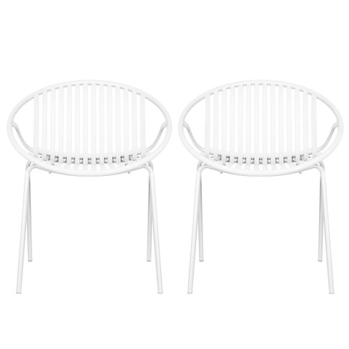 Stackable Outdoor Chairs With Breathable Plastic Backrest (Set of 2)
