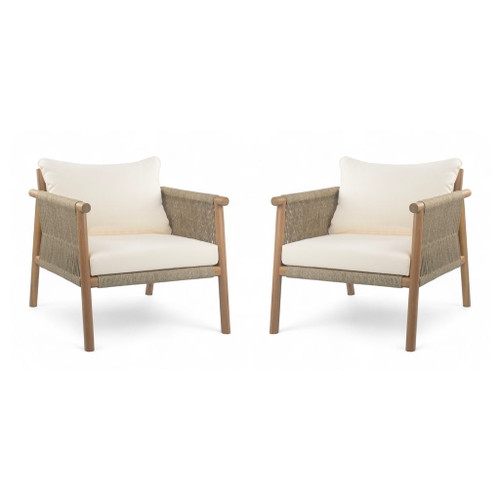 Modern Outdoor Woven Lounge Chair With Solid Frame And Cushions