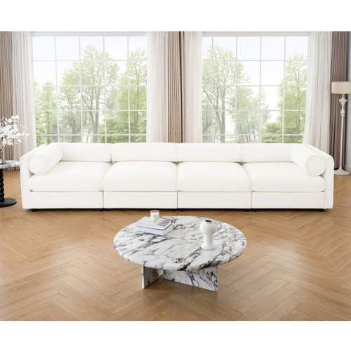 Stylish Chenille Sofa With Storage Seat And Cylindrical Backrest