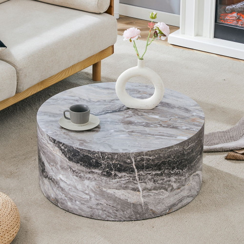 Cylindrical Coffee Table With Material For Living Room
