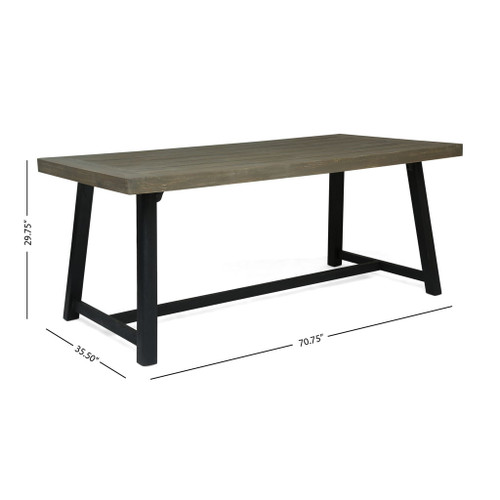 7 Pieces Modern Outdoor Dining Set With Acacia Wood Table And Chairs