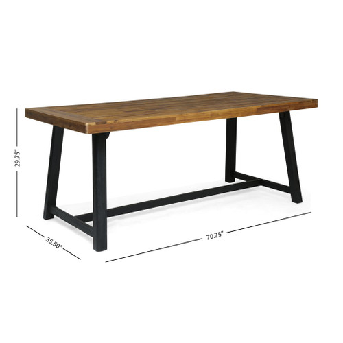 7 Pieces Modern Outdoor Dining Set With Acacia Wood Table And Chairs
