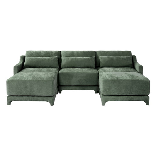 Stylish Sofa With Ottoman And Lumbar Pillows, Ergonomic Design