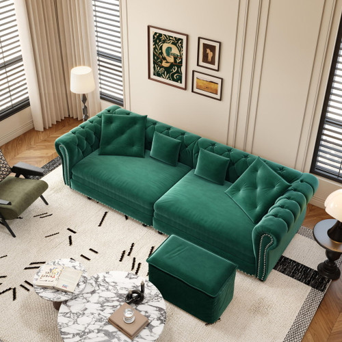 3 In 1 Pull Out Sofa Bed With Movable Ottoman