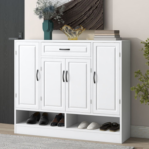 Sleek And Modern Shoe Cabinet With Adjustable Shelves, Space Saving Design