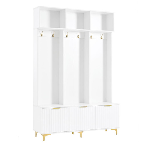 Modern Large Storage Hall Tree With Bench, 6 Hooks