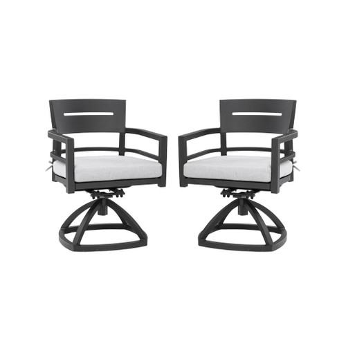 Outdoor Patio Swivel Rocker With Outdoor Grade Sunbrella Fabric Cushions (Set of 2) - Ember Black