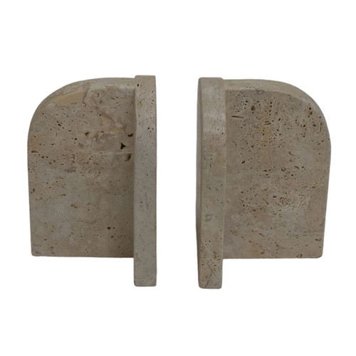 Arched Travertine Bookends (Set of 2) 6" - Tan