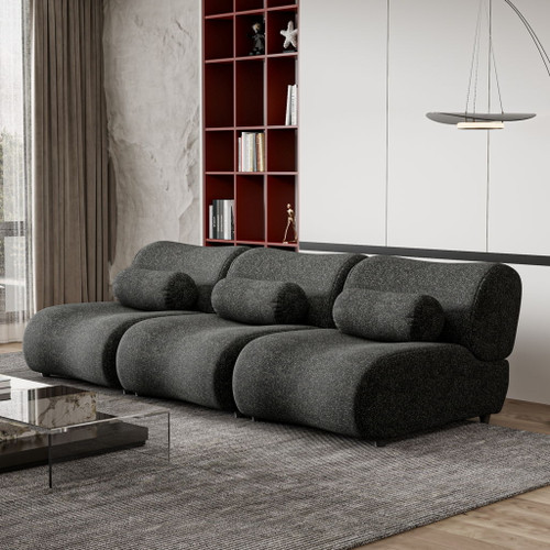 Contemporary Modular 3 Seat Sectional With Deep Seating, Soft Backrest