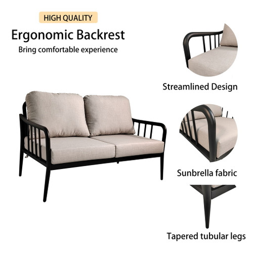 Outdoor Patio Modern Set With Removable Sunbrella Cushions And Table