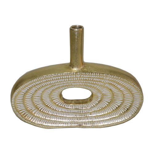 Metal 10" Tribal Cut Out Vase - Gold