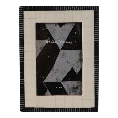 4" x 6" Etched Border Photo Frame - Ivory / Black