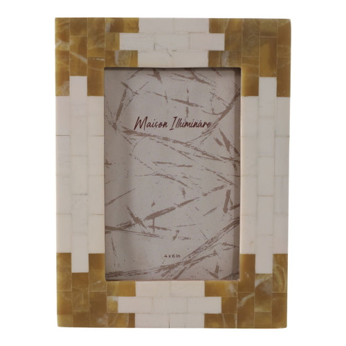 4" x 6" Tiled Resin Photo Frame - Ivory / Tan