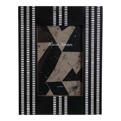 4" x 6" Ridged Stripes Photo Frame - Black / Ivory