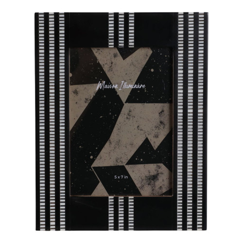 5" x 7" Ridged Stripes Photo Frame - Black / Ivory