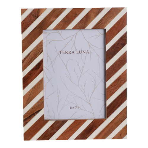 5" x 7" Diagonal Lines Photo Frame - Natural / Ivory